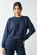 Brushed Hacci Lounge Long Sleeve Pullover: NAVY