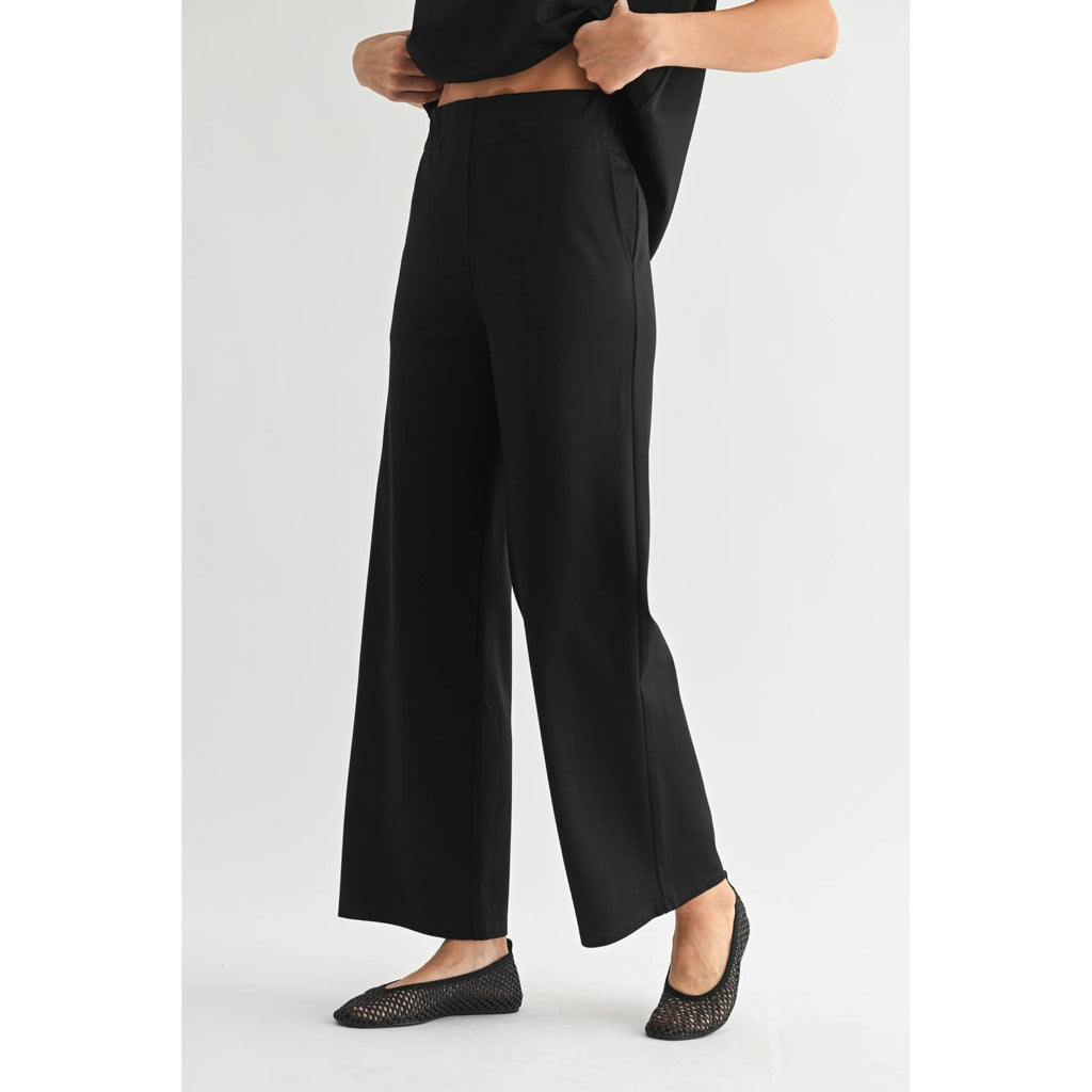 WIDE LEG PONTE KNIT PANTS