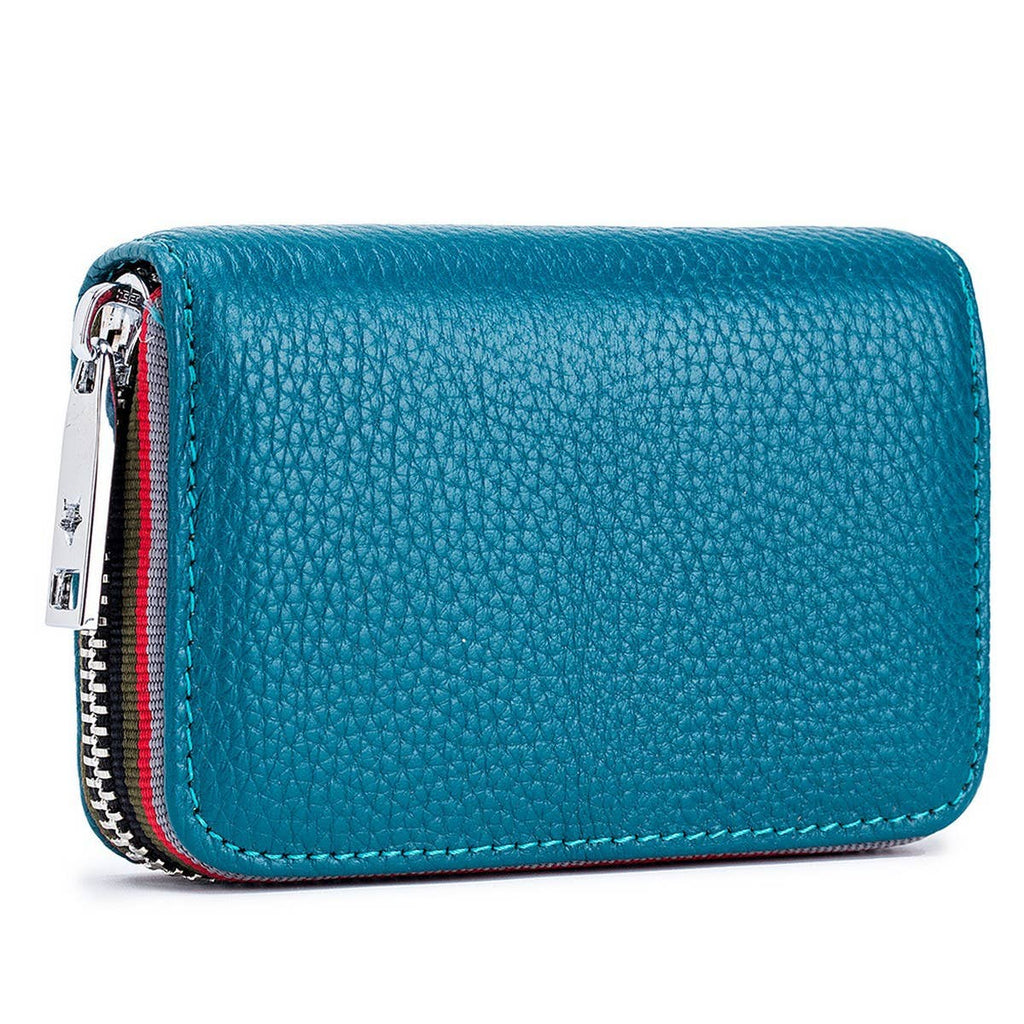 TOP LAYER COWHIDE ZIPPER GENUINE LEATHE CARD HOLDER