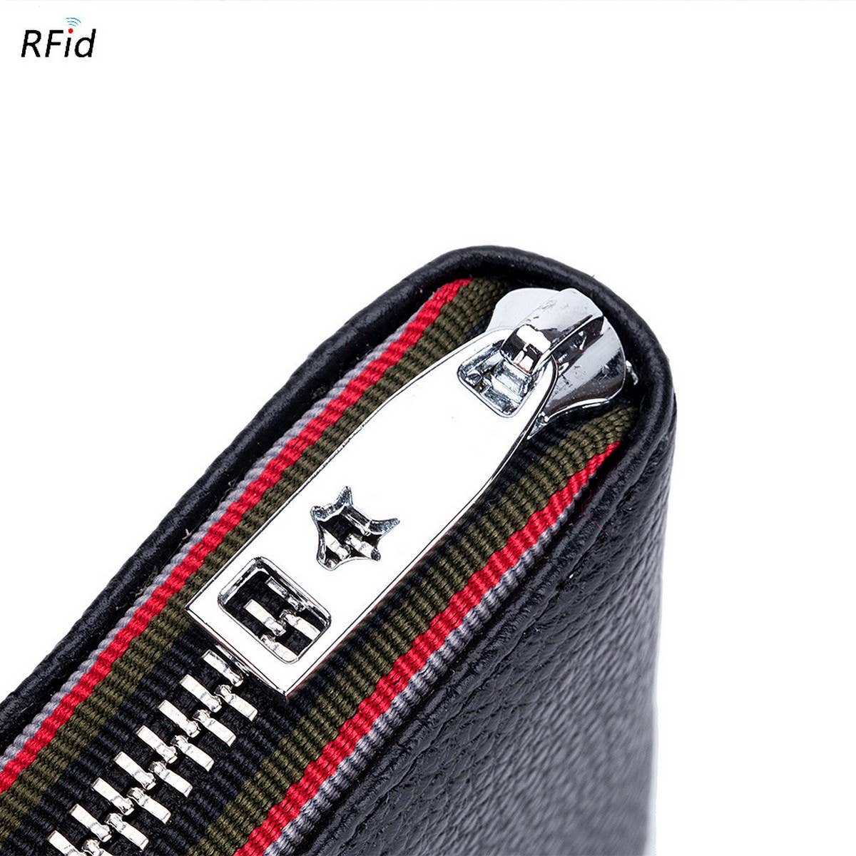 TOP LAYER COWHIDE ZIPPER GENUINE LEATHE CARD HOLDER