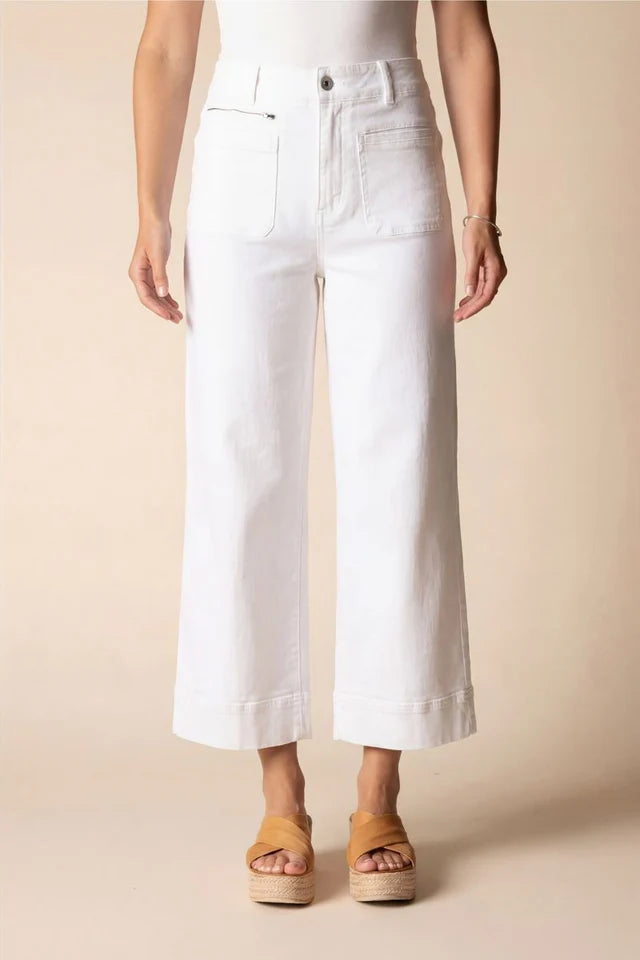 Habitat: Stretch Denim Refreshed Crop Jean - White Denim