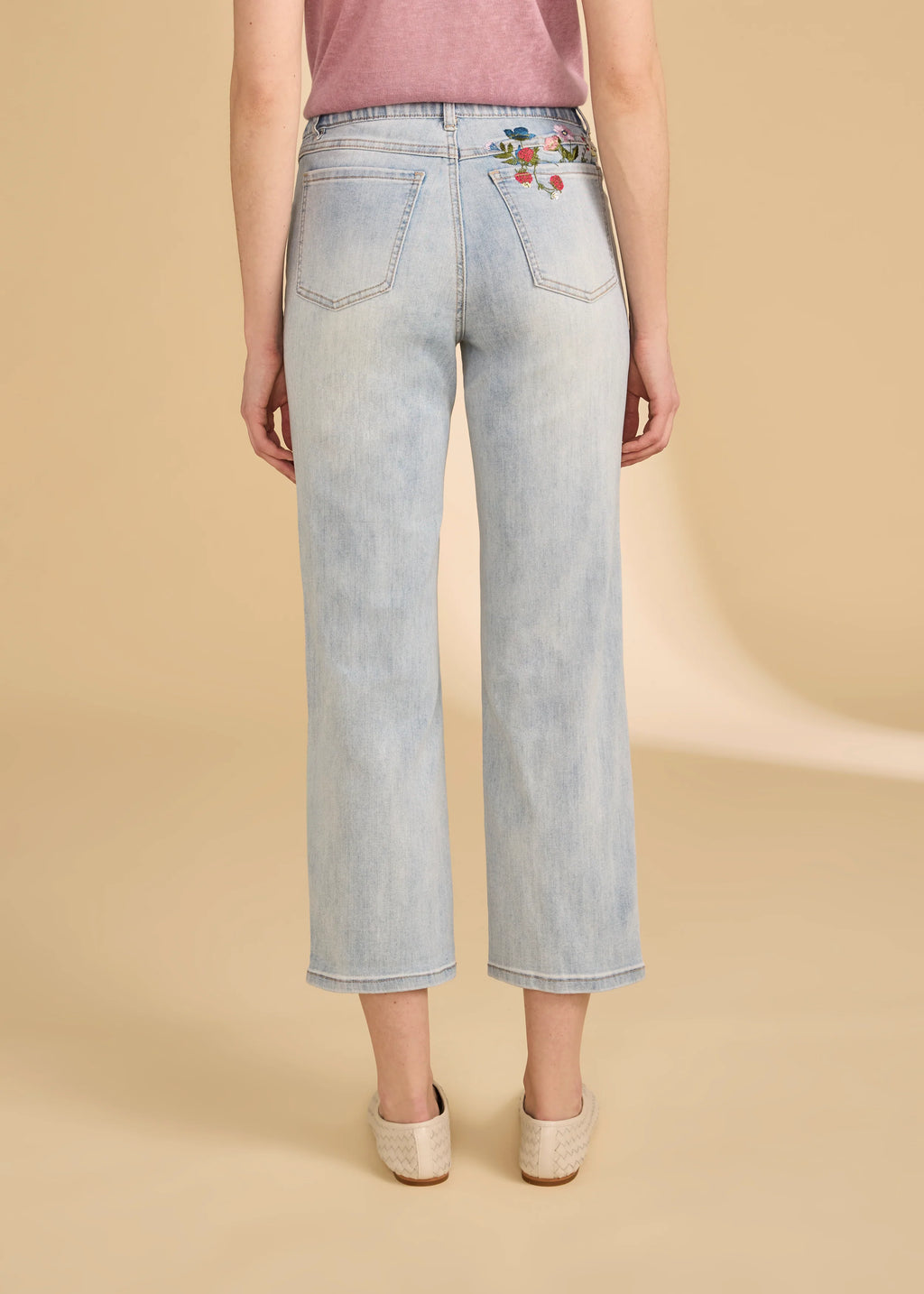 FDJ: Pull-On Straight Crop Denim, Light Wash
