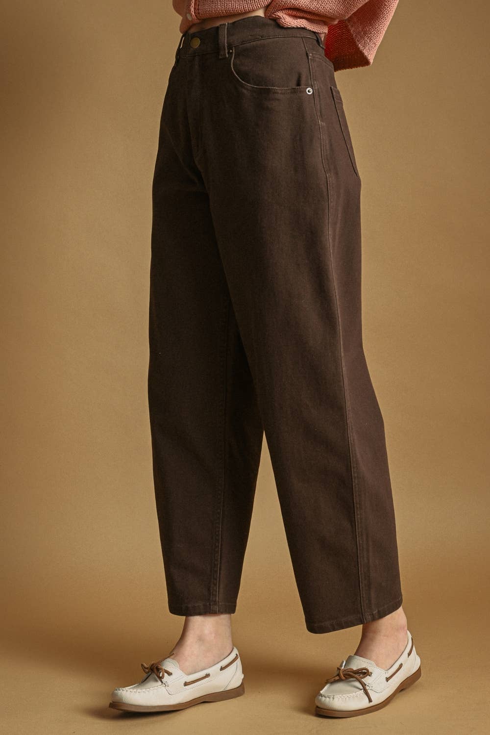BACK ELASTIC BAND WAISED REGULAR PANTS