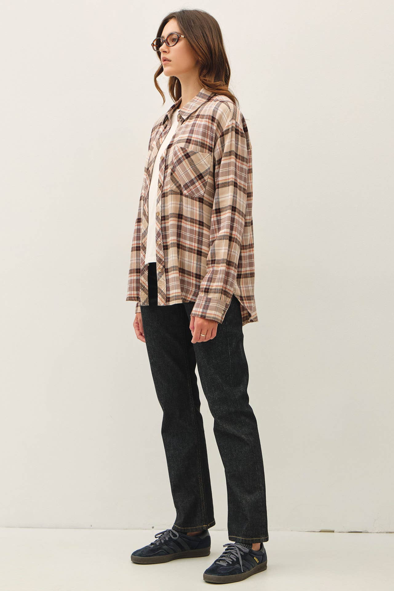 OVERSIZED FLANNEL SHIRT-Taupe