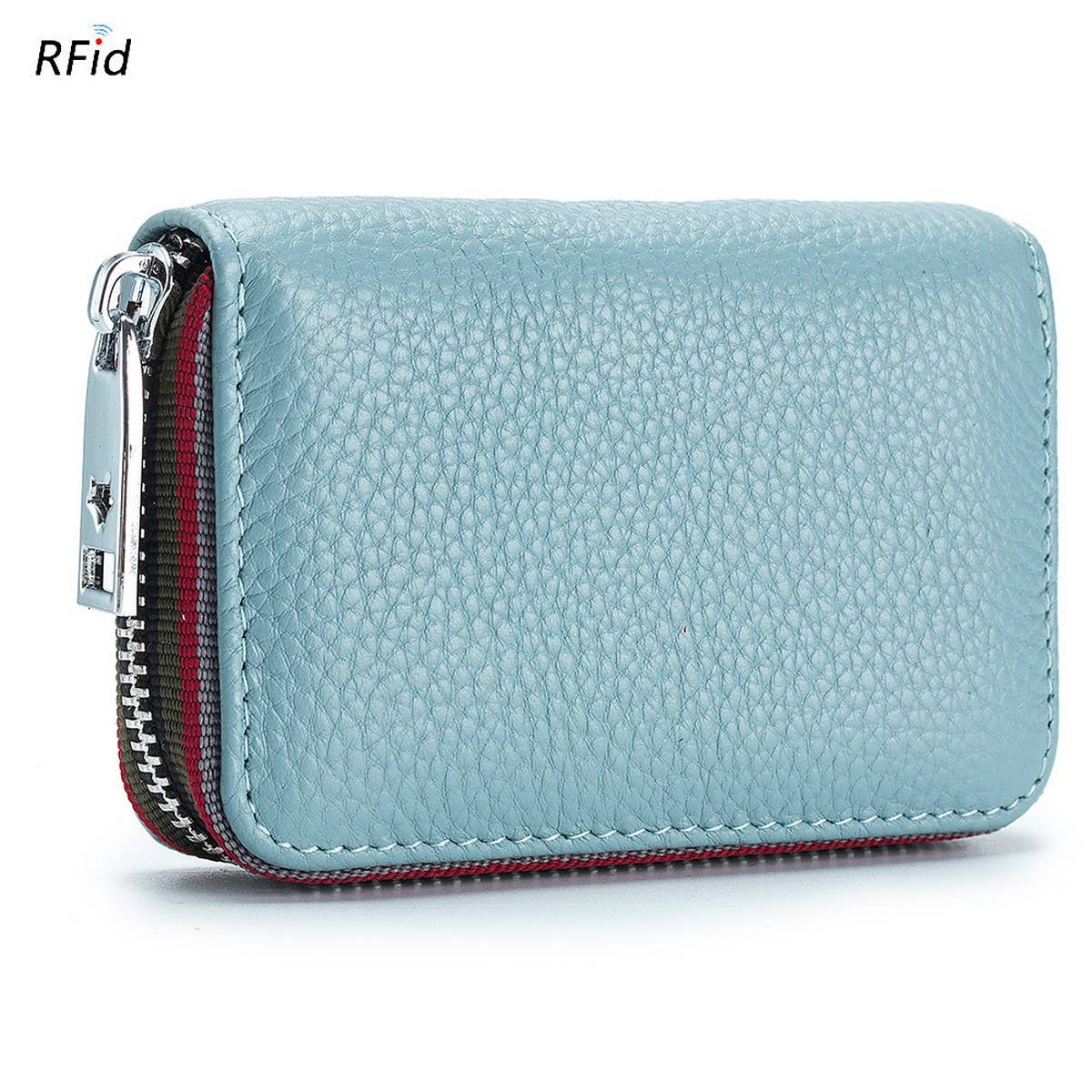 TOP LAYER COWHIDE ZIPPER GENUINE LEATHE CARD HOLDER