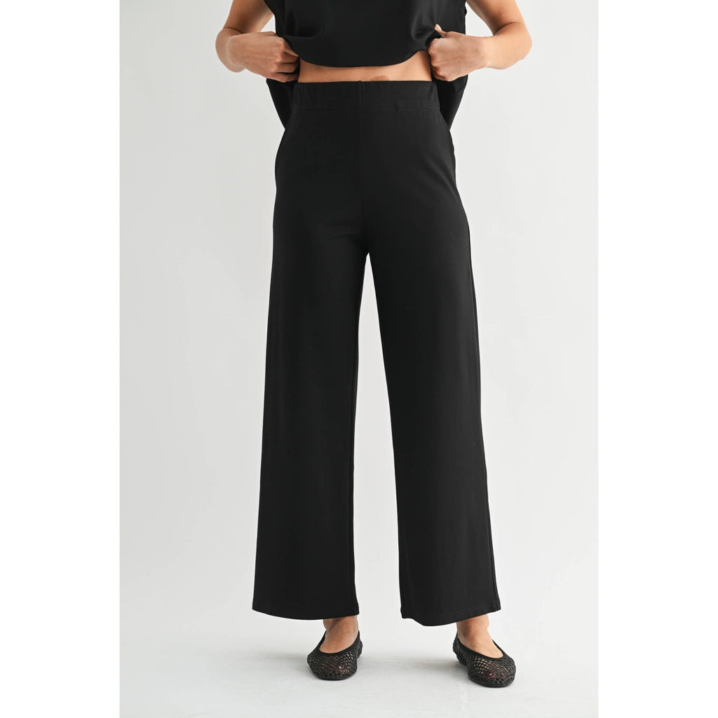 WIDE LEG PONTE KNIT PANTS