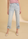 FDJ: Pull-On Straight Crop Denim, Light Wash