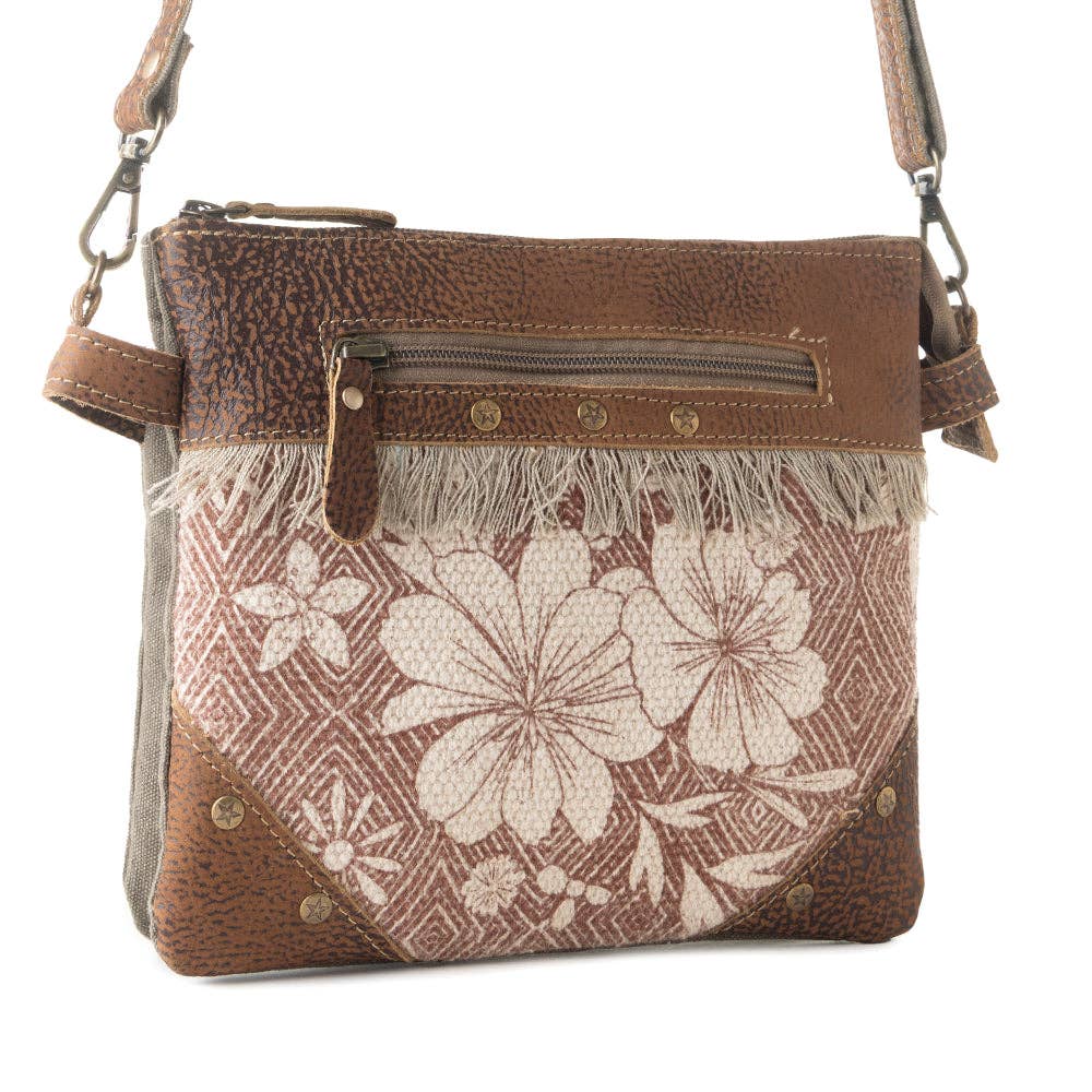 Inkwild Vintage Crossbody Bag for Women in rust with fringe detail