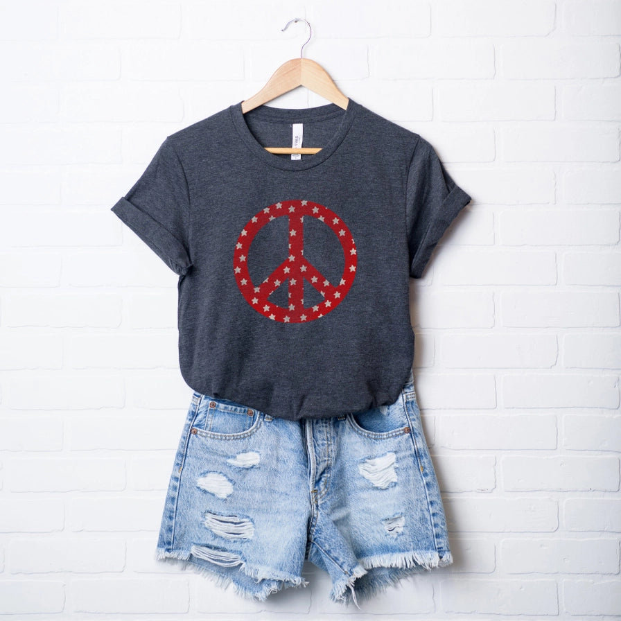 Patriotic Peace Sign | Short Sleeve Graphic Tee | Patriotic