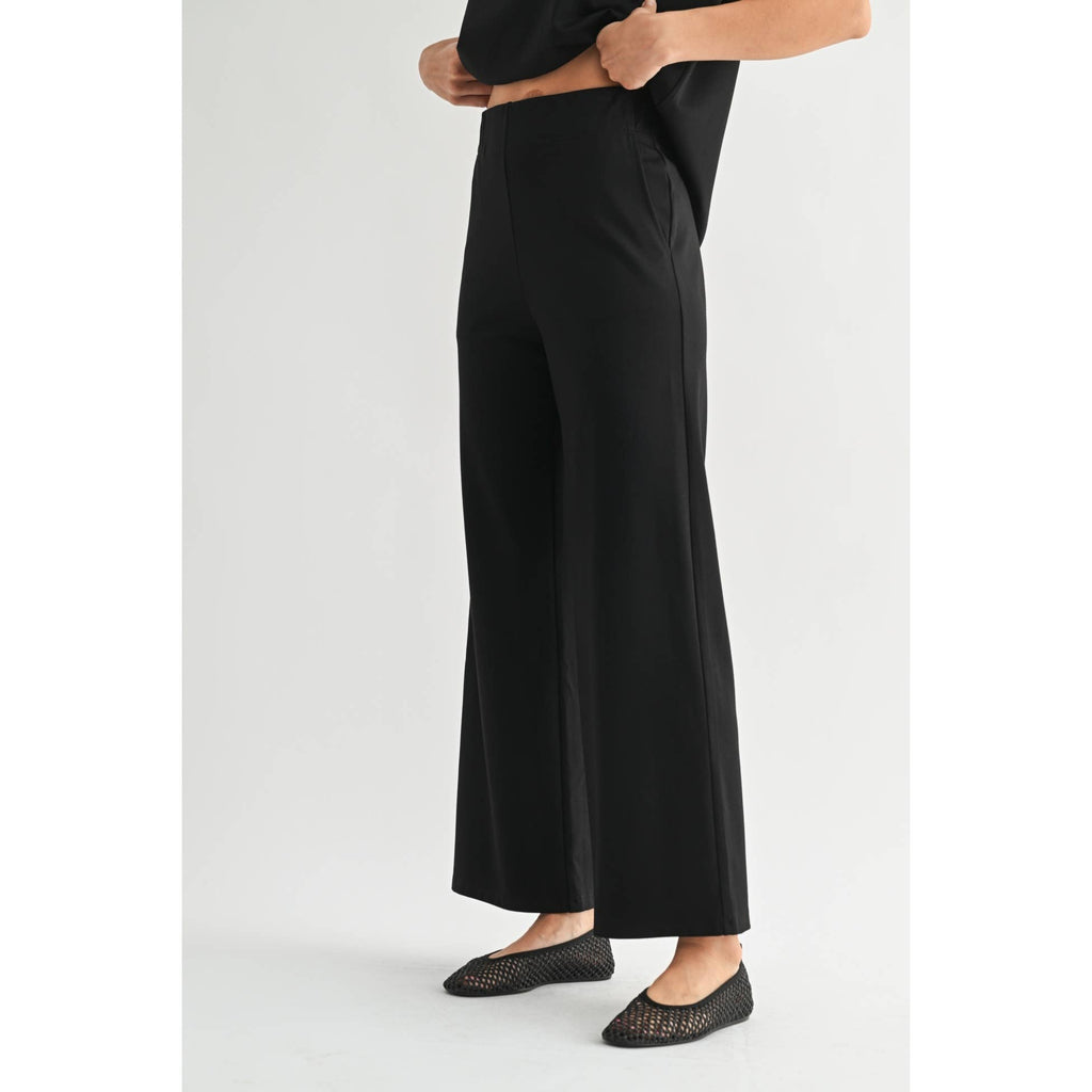 WIDE LEG PONTE KNIT PANTS