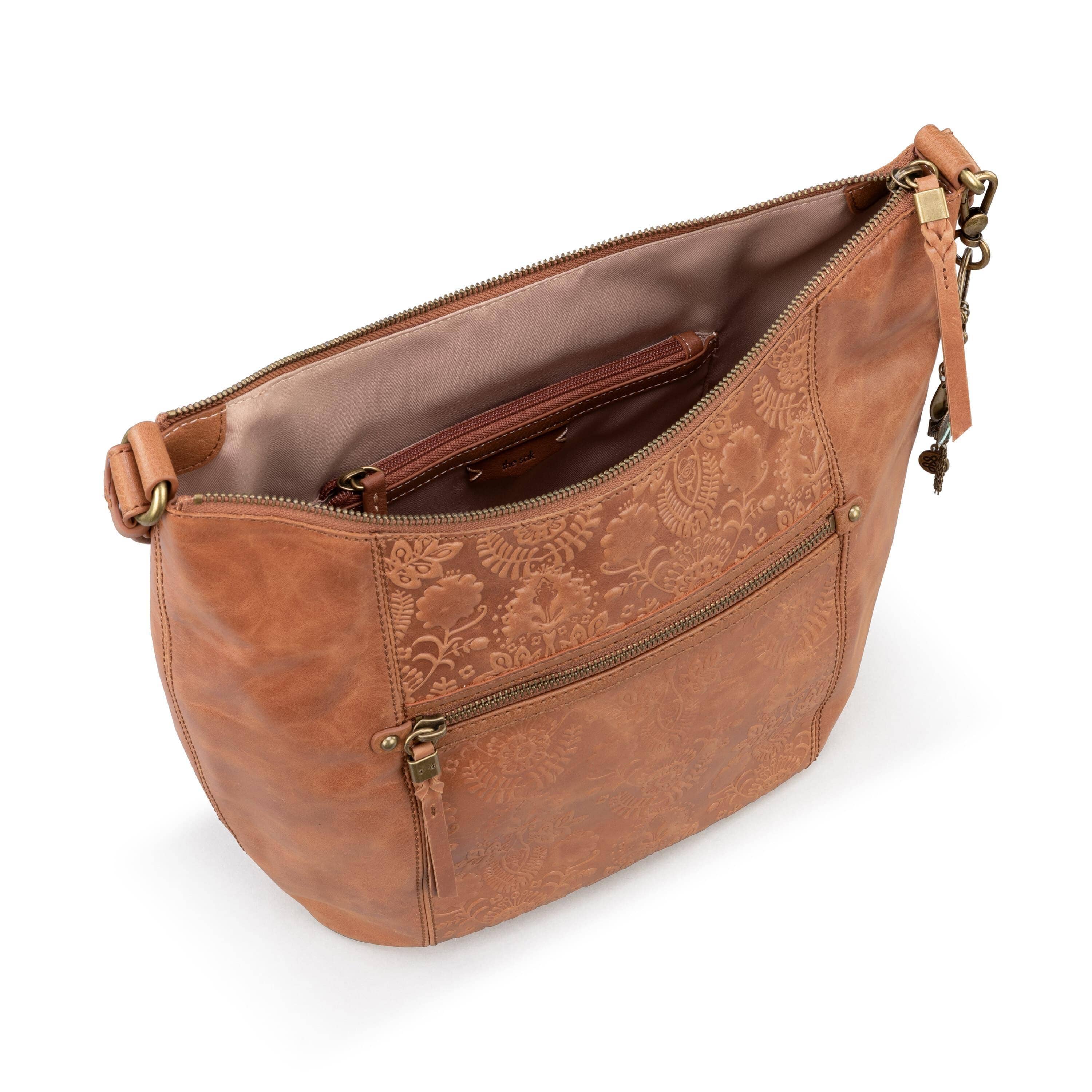 Sequoia Hobo - Leather - Tobacco Floral Embossed