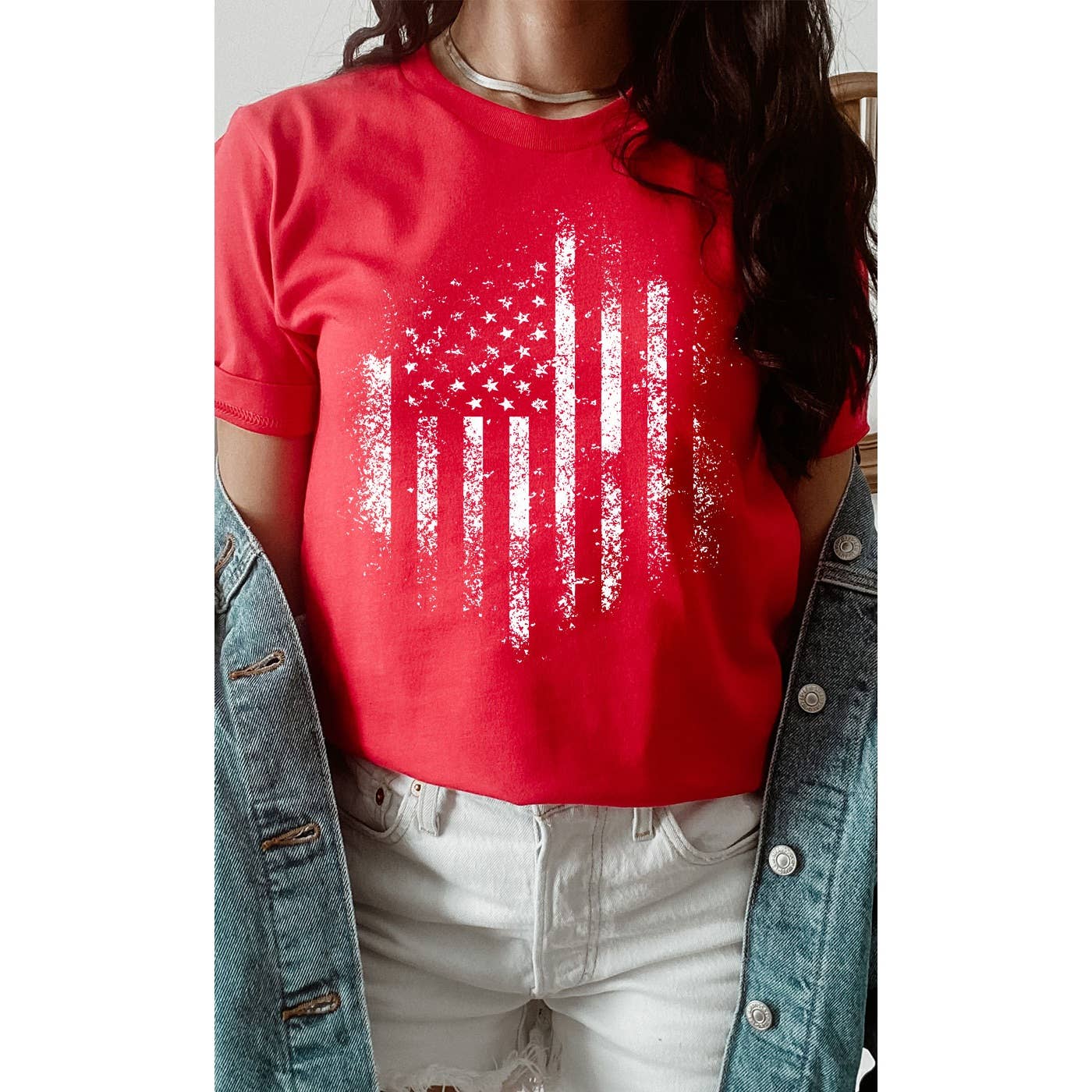 Retro Distressed American Flag Patriot 4th July Graphic Tee