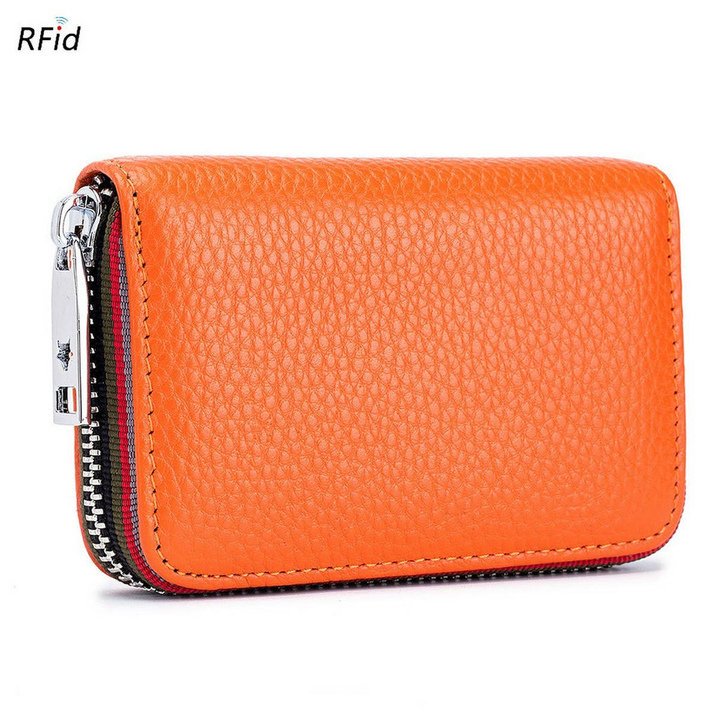 TOP LAYER COWHIDE ZIPPER GENUINE LEATHE CARD HOLDER