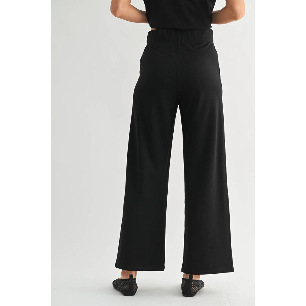 WIDE LEG PONTE KNIT PANTS