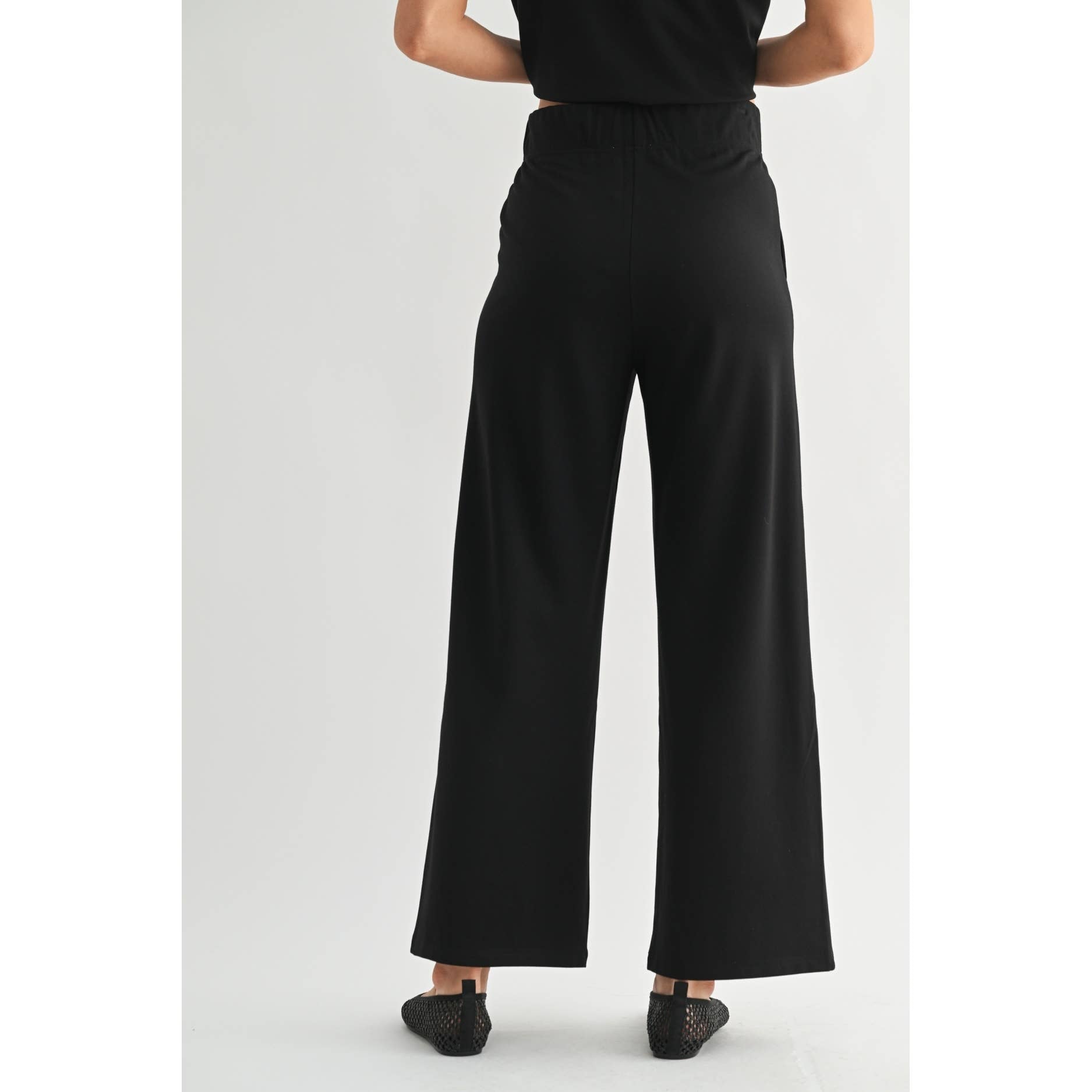 WIDE LEG PONTE KNIT PANTS