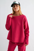 Malibu Heritage Long Sleeve Dolman Top: PLUM PINK