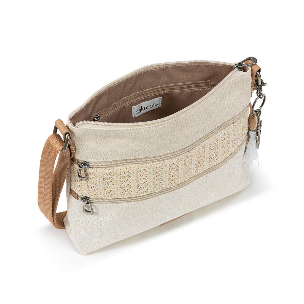 Basic Crossbody - Canvas - White Flower Blossom