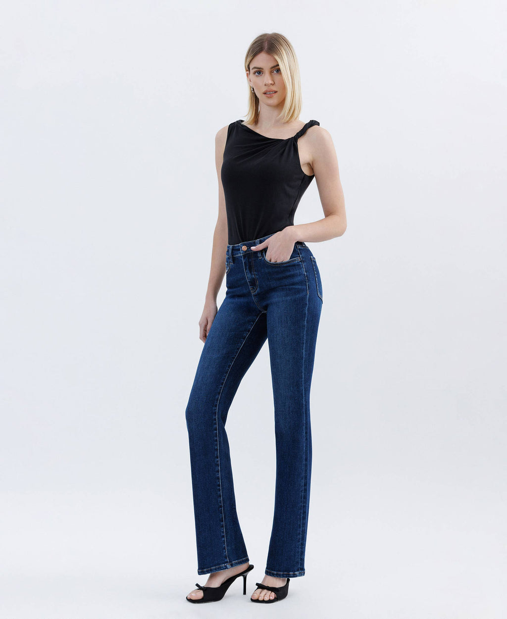 TUMMY CONTROL HIGH RISE FULL LENGTH BOOTCUT JEANS