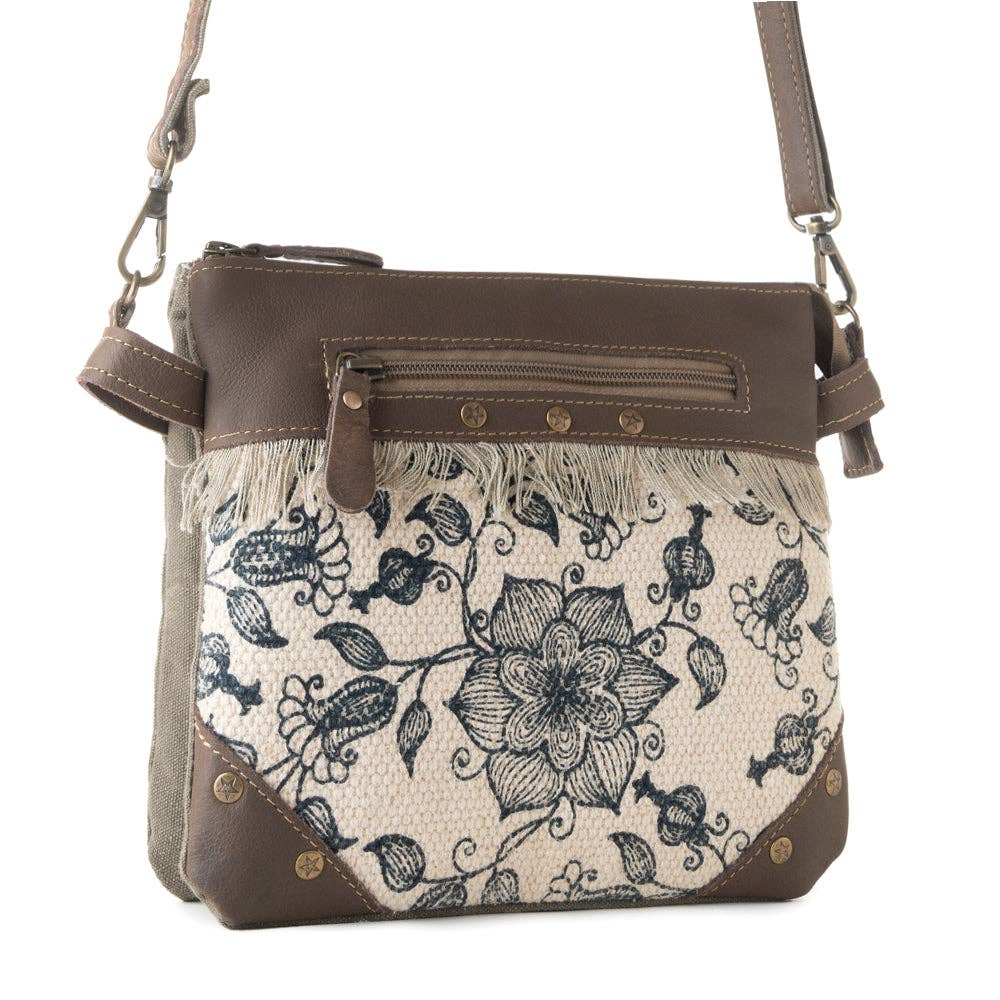 Inkwild Vintage Crossbody Bag for Women in ivory with fringe detail