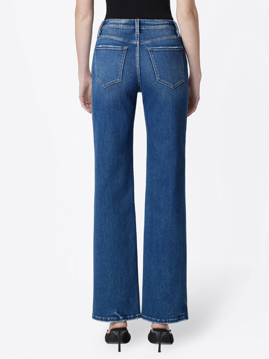 HIGH RISE FULL LENGTH DARK WASH SLIM WIDE JEANS