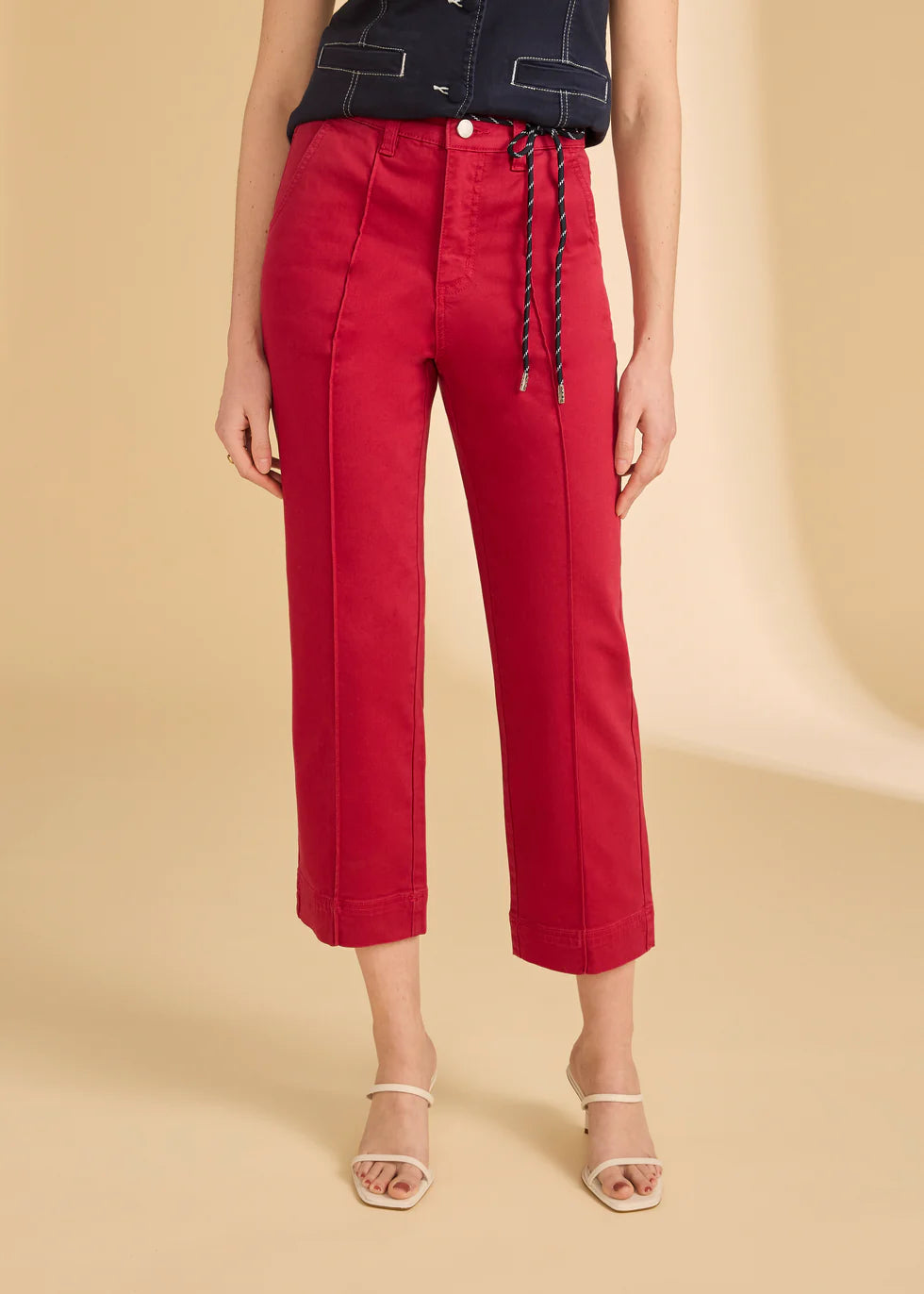 FDJ: Suzanne Straight Crop Denim, Lava Red