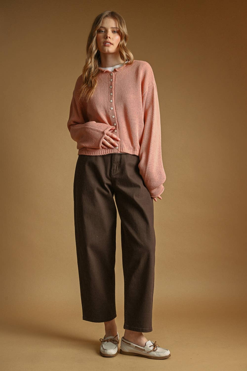 BACK ELASTIC BAND WAISED REGULAR PANTS