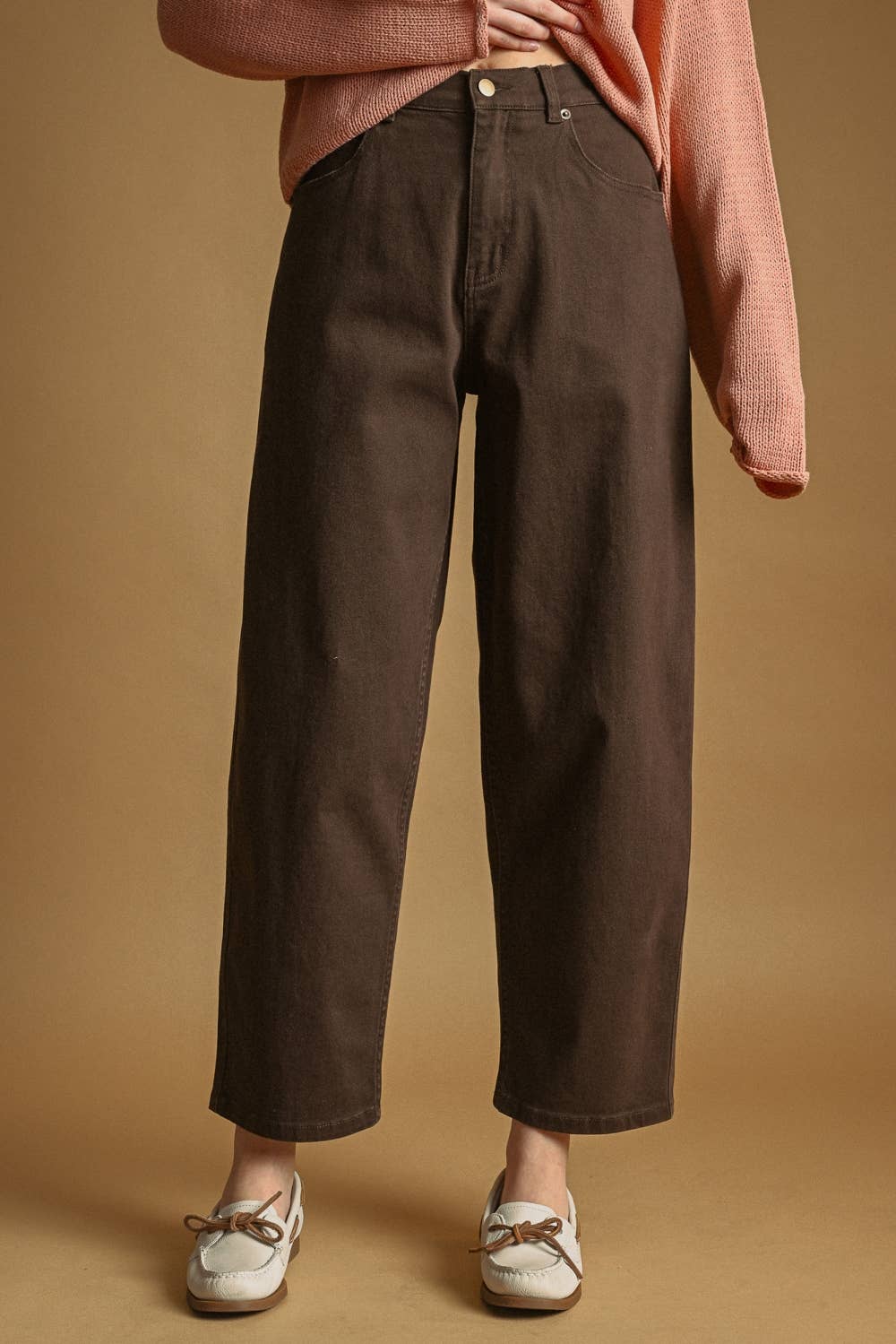 BACK ELASTIC BAND WAISED REGULAR PANTS