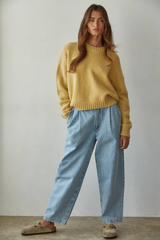 Knit Sweater Crew Neck Long Sleeve Pullover Top