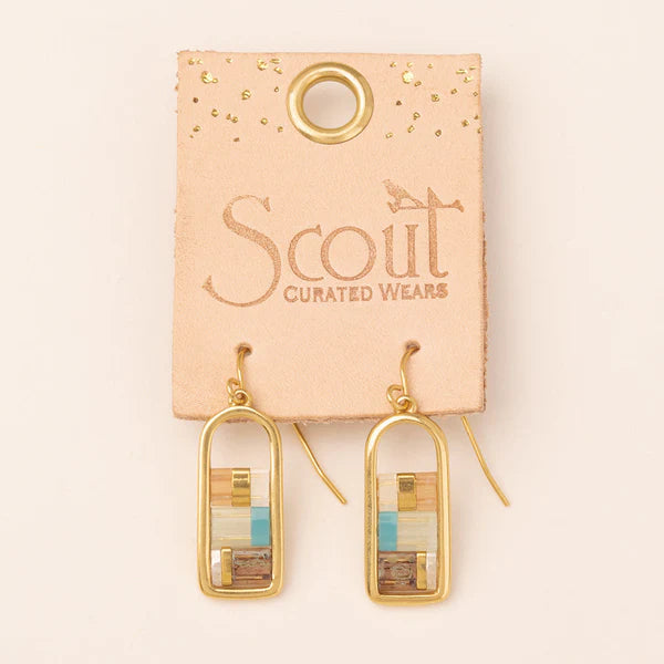 Scout: Good Karma Miyuki Frame Earring - Mint/Peach/Gold