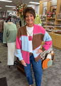 Blue Pink Knit Cardigan