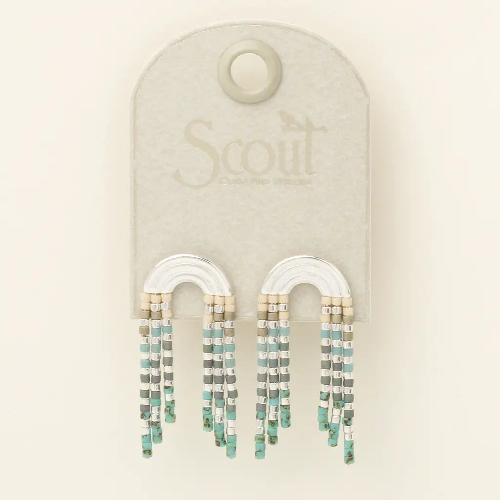 Scout: Chromacolor Miyuki Rainbow Fringe Earring - Turquoise/Mult/S
