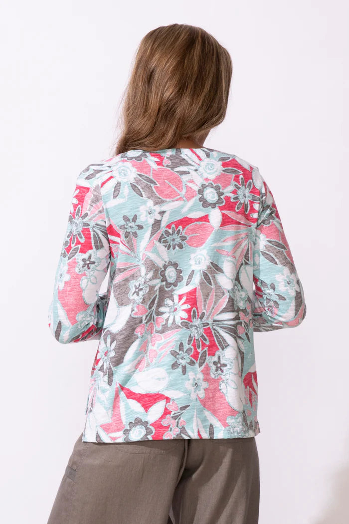Escape: Peruvian Cotton Fiji Floral Hi-Lo Scoop Neck Tee