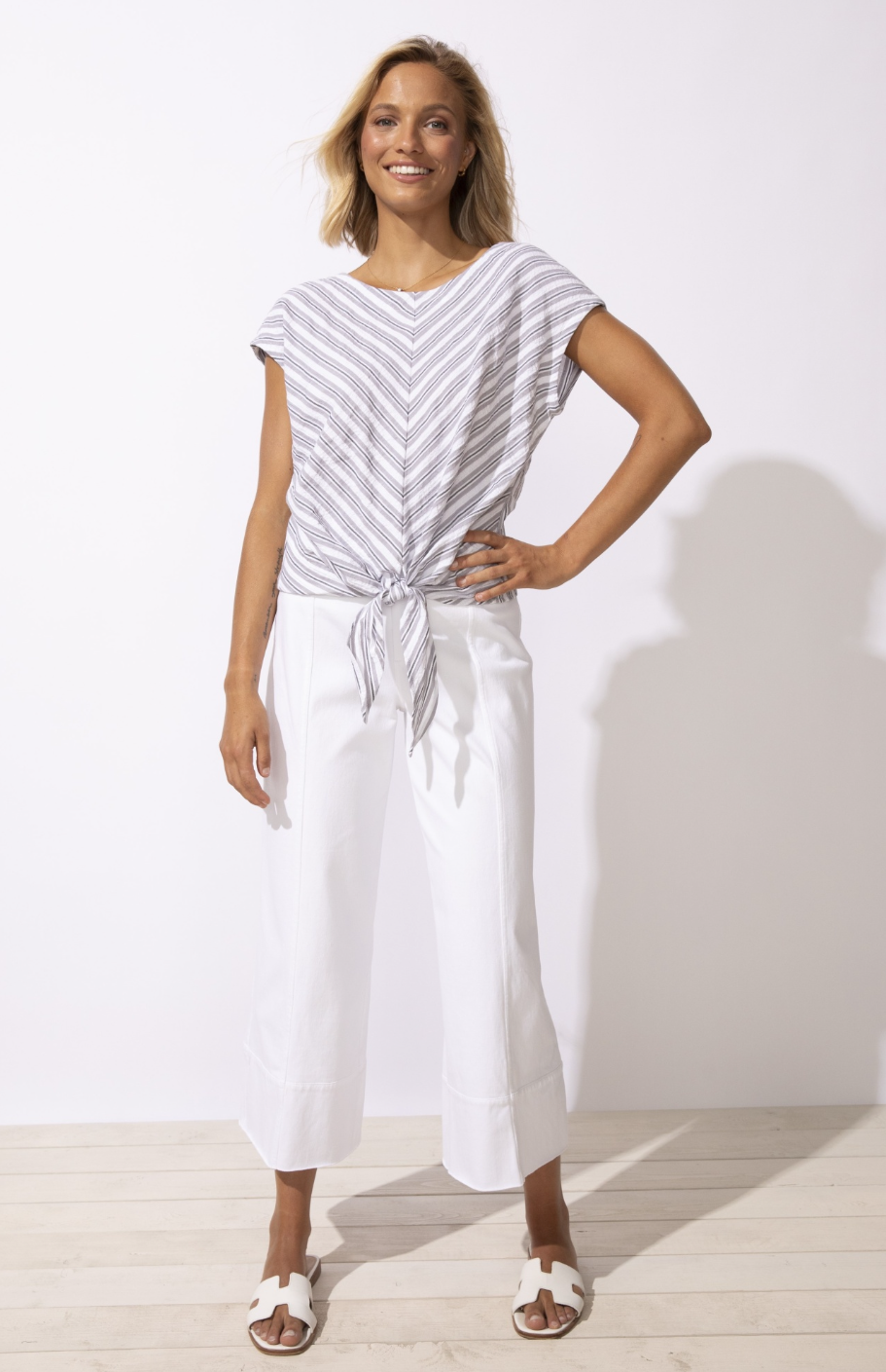 Escape: Seaport Stripe Tie Front Top