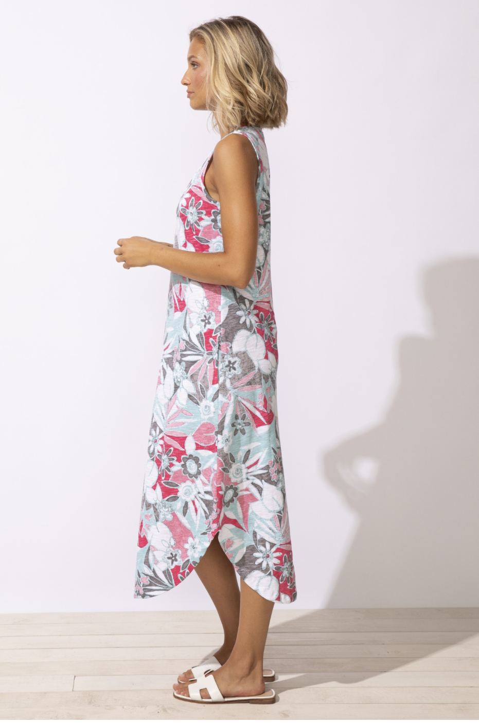 Escape: Fiji Floral Sleeveless Seamed Dress