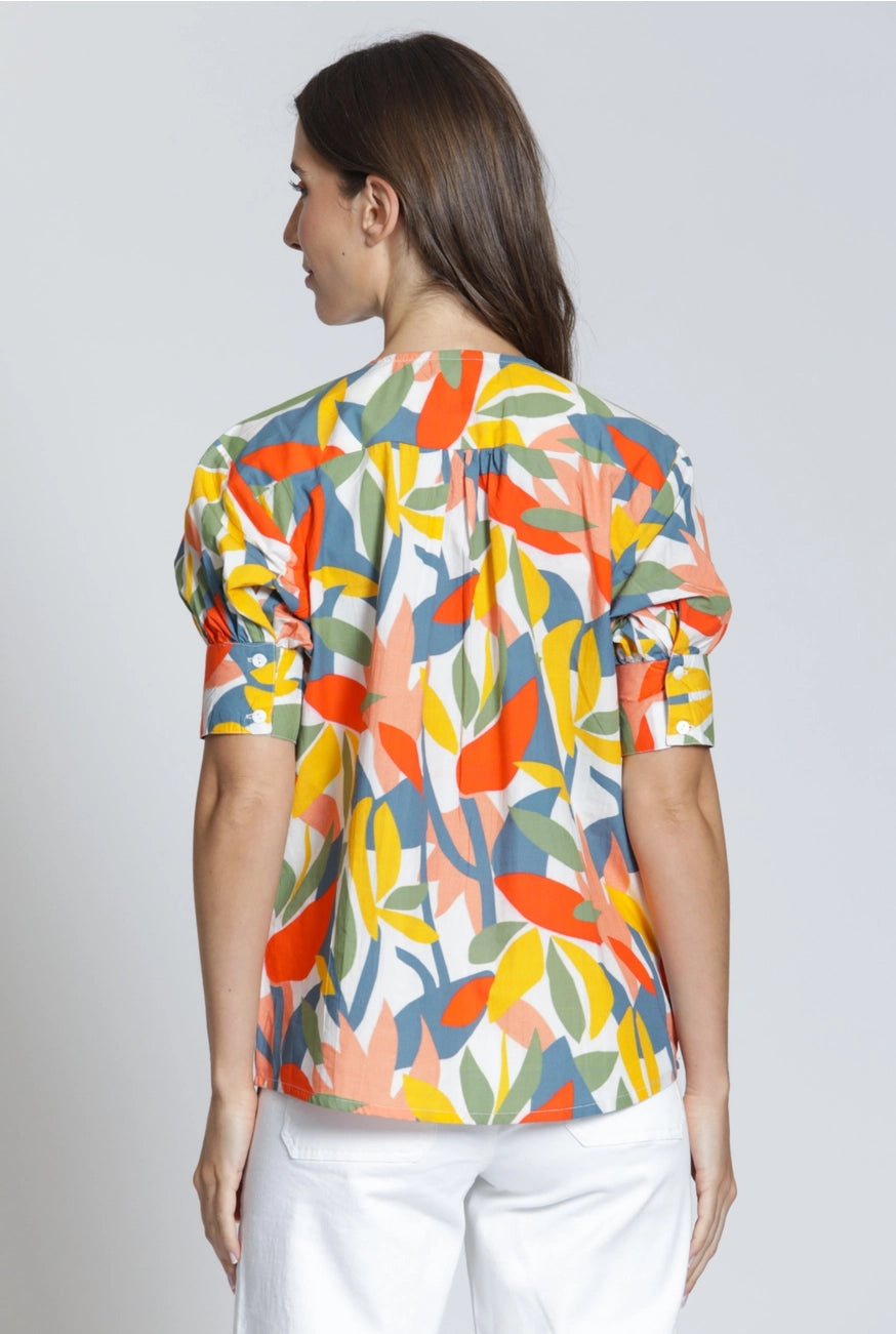 ADNY: Short Sleeve V-Neck - Orange Multi