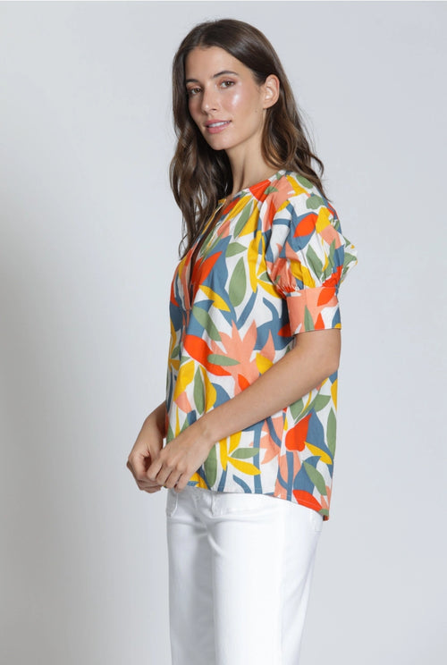 ADNY: Short Sleeve V-Neck - Orange Multi