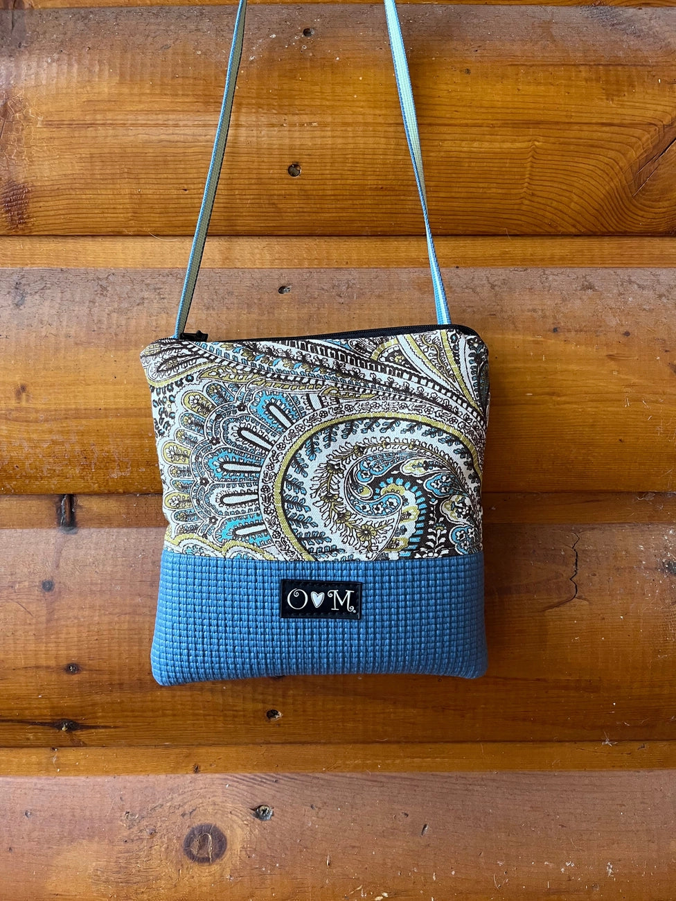 OlovesM: Stella Slate Blue Cross Body Purse-Paisley Print Fabric