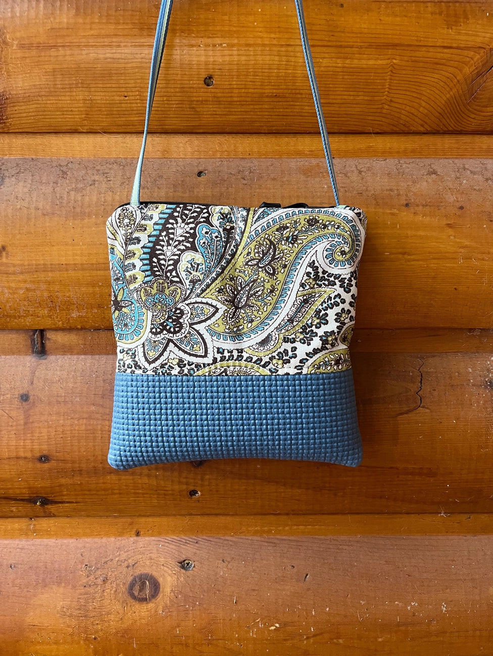 OlovesM: Stella Slate Blue Cross Body Purse-Paisley Print Fabric