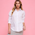 Button Down Collar White Long Sleeve Shirt