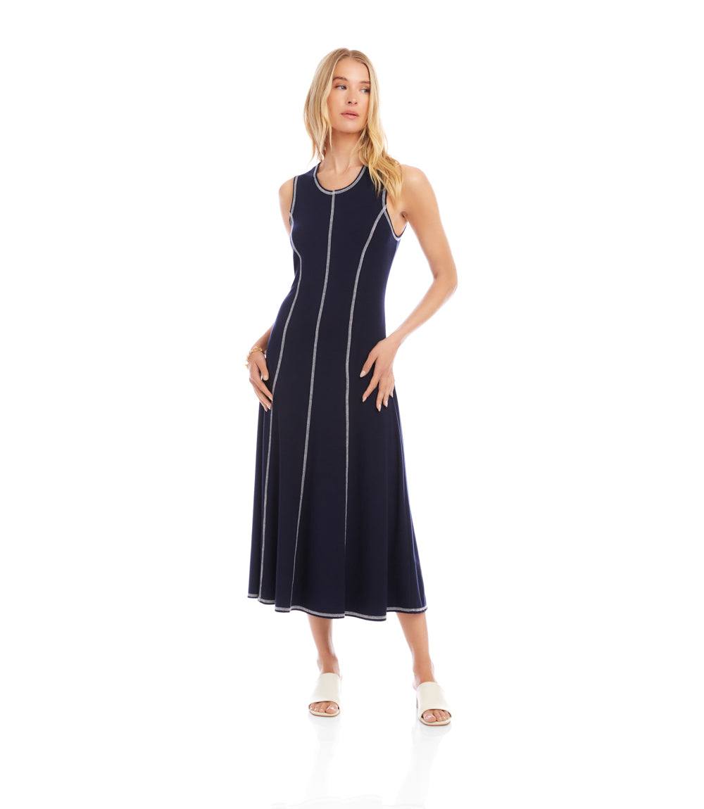 Karen Kane: Sleeveless Stitch Detail Midi Dress