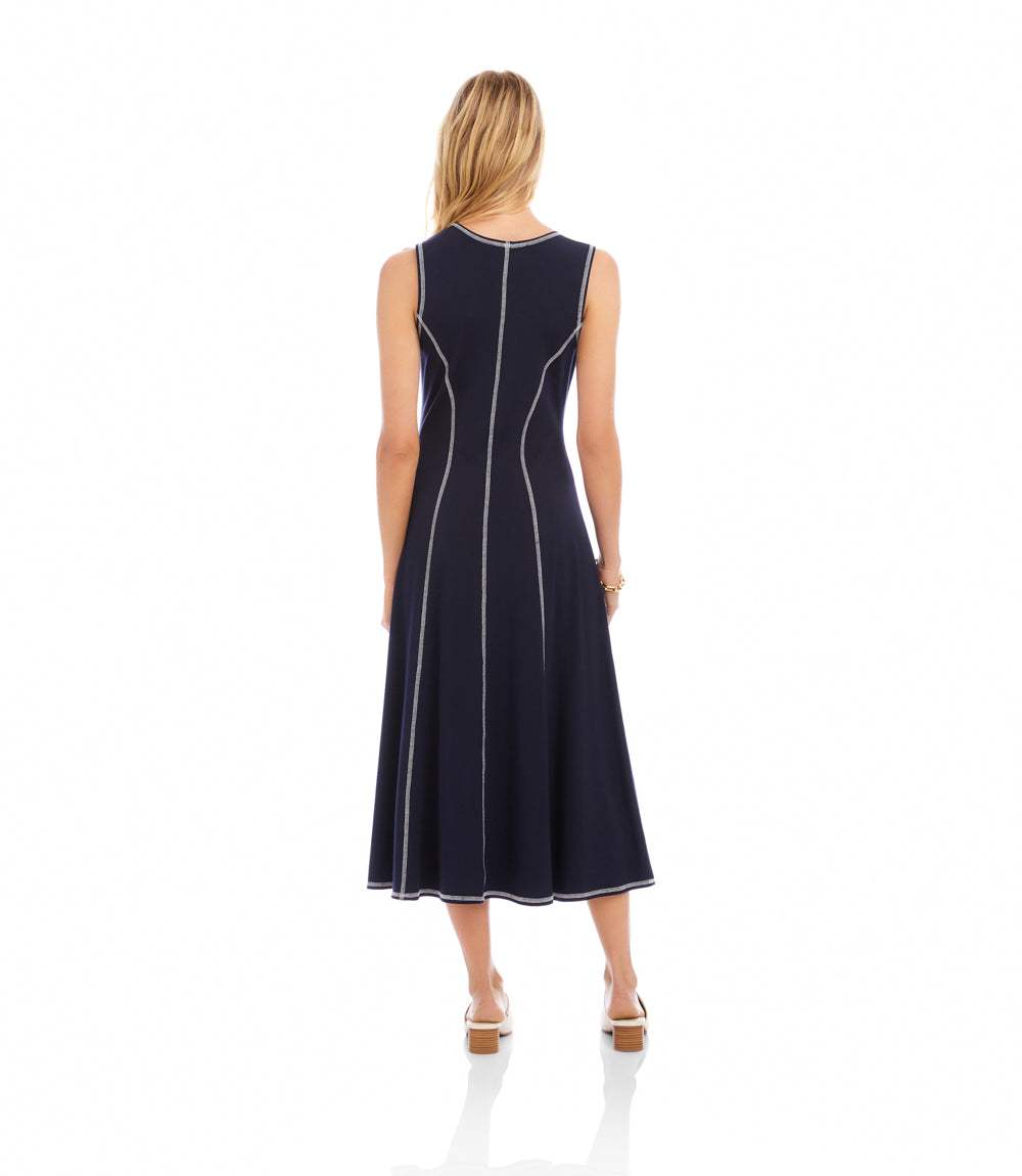 Karen Kane: Sleeveless Stitch Detail Midi Dress
