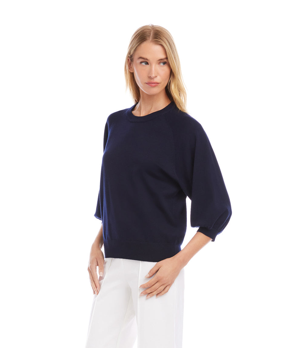 Karen Kane: 3/4 Puff Sleeve Raglan Sweater