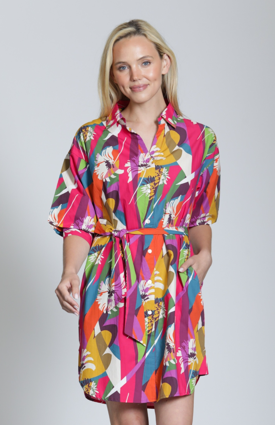APNY: BELTED DRESS W/ PUFF SLEEVES