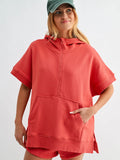 Malibu Summit Short Sleeve Half-Zip Hoodie: BLUSHED BRICK