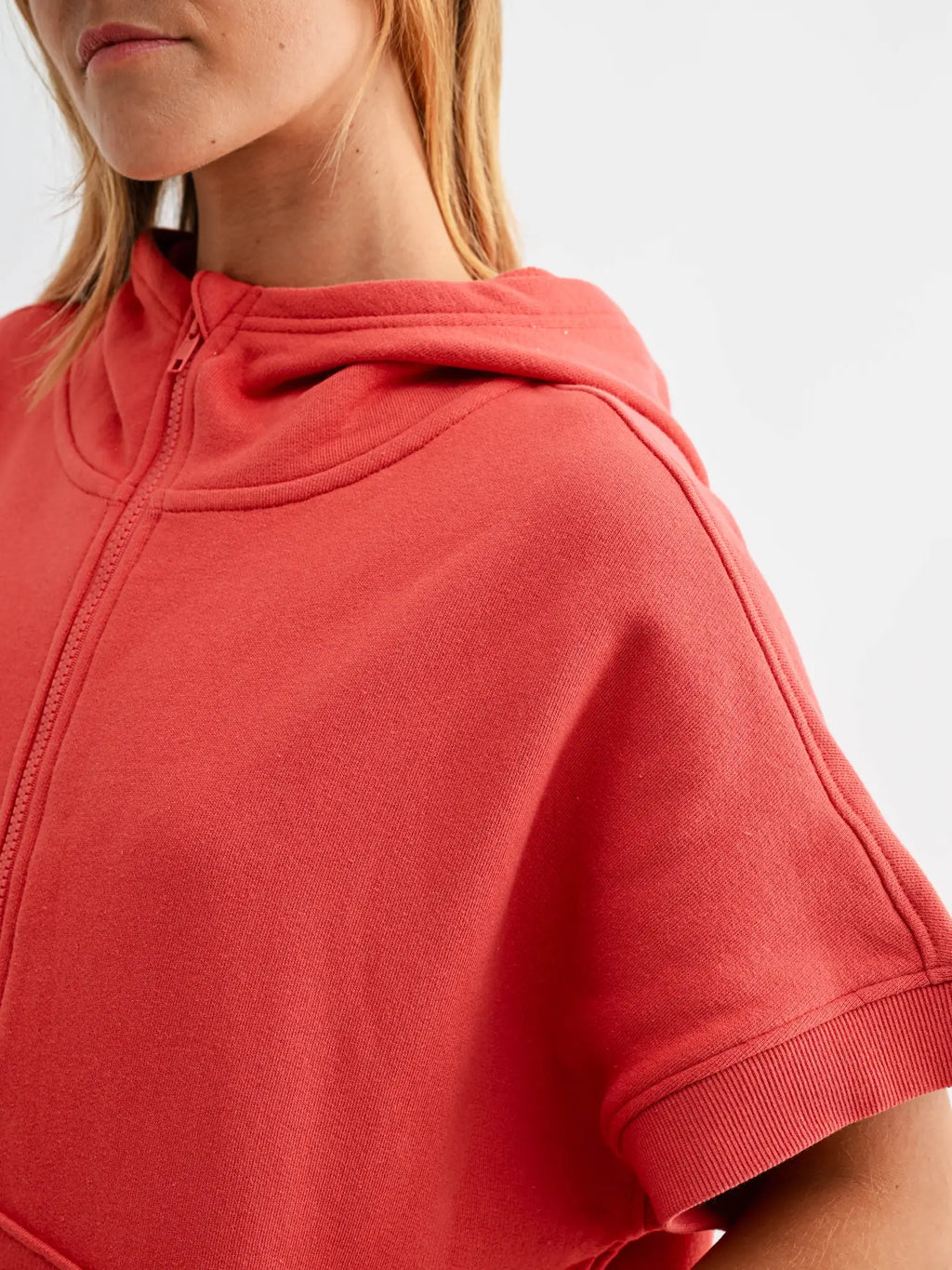 Malibu Summit Short Sleeve Half-Zip Hoodie: BLUSHED BRICK