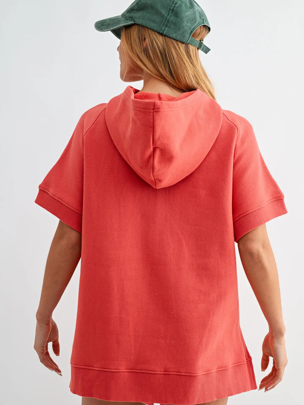 Malibu Summit Short Sleeve Half-Zip Hoodie: BLUSHED BRICK