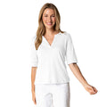 Habitat: Peruvian Textured Cotton Split Collar Elbow Sleeve Tee