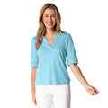 Habitat: Peruvian Textured Cotton Split Collar Elbow Sleeve Tee