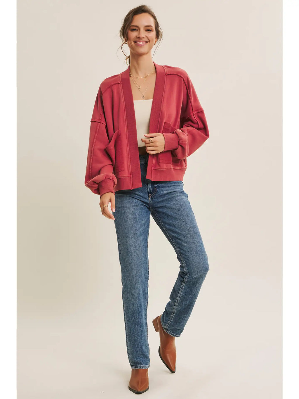 Cozy Favorite Mineral-Washed French Terry Cardigan