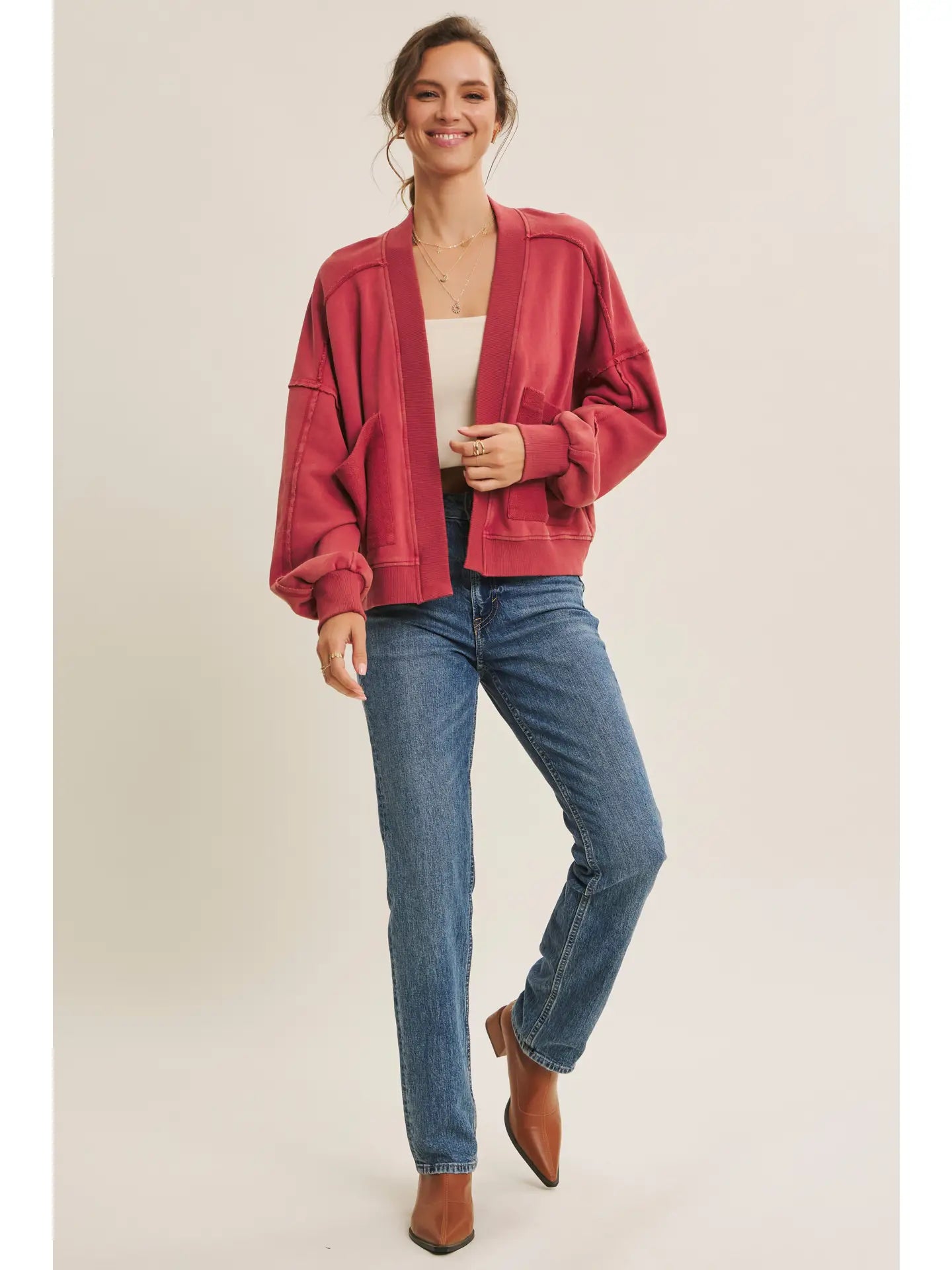 Cozy Favorite Mineral-Washed French Terry Cardigan